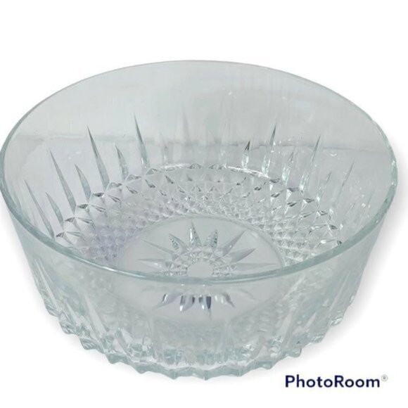 Vintage 70s Arcoroc France Crystal Salad Serving Bowl 8" - Picture 1 of 8